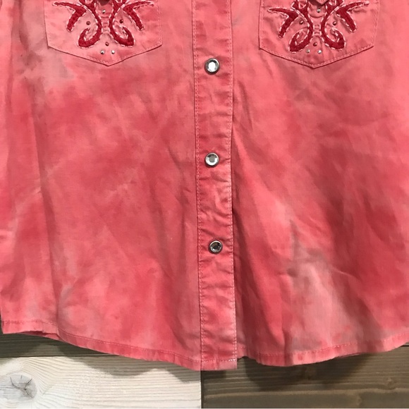 Rock 47 by Wrangler⚜️Girls Western Detail Tye Dye Button Snap Long Sleeved Shirt - Picture 4 of 8